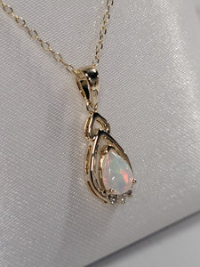 Pear Shaped Cut Opal Pendant with Diamond Accents JP01146