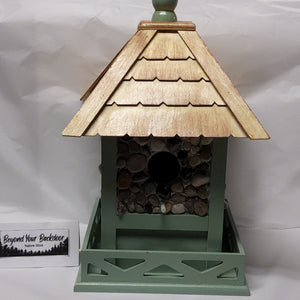 Birdhouse - Sage Green with Stones
