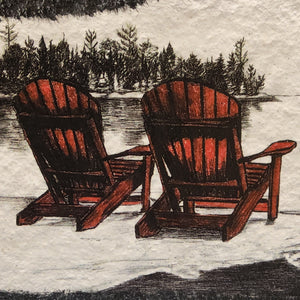 Stone Decor - Muskoka Chairs + Canada Geese Lake Scene
