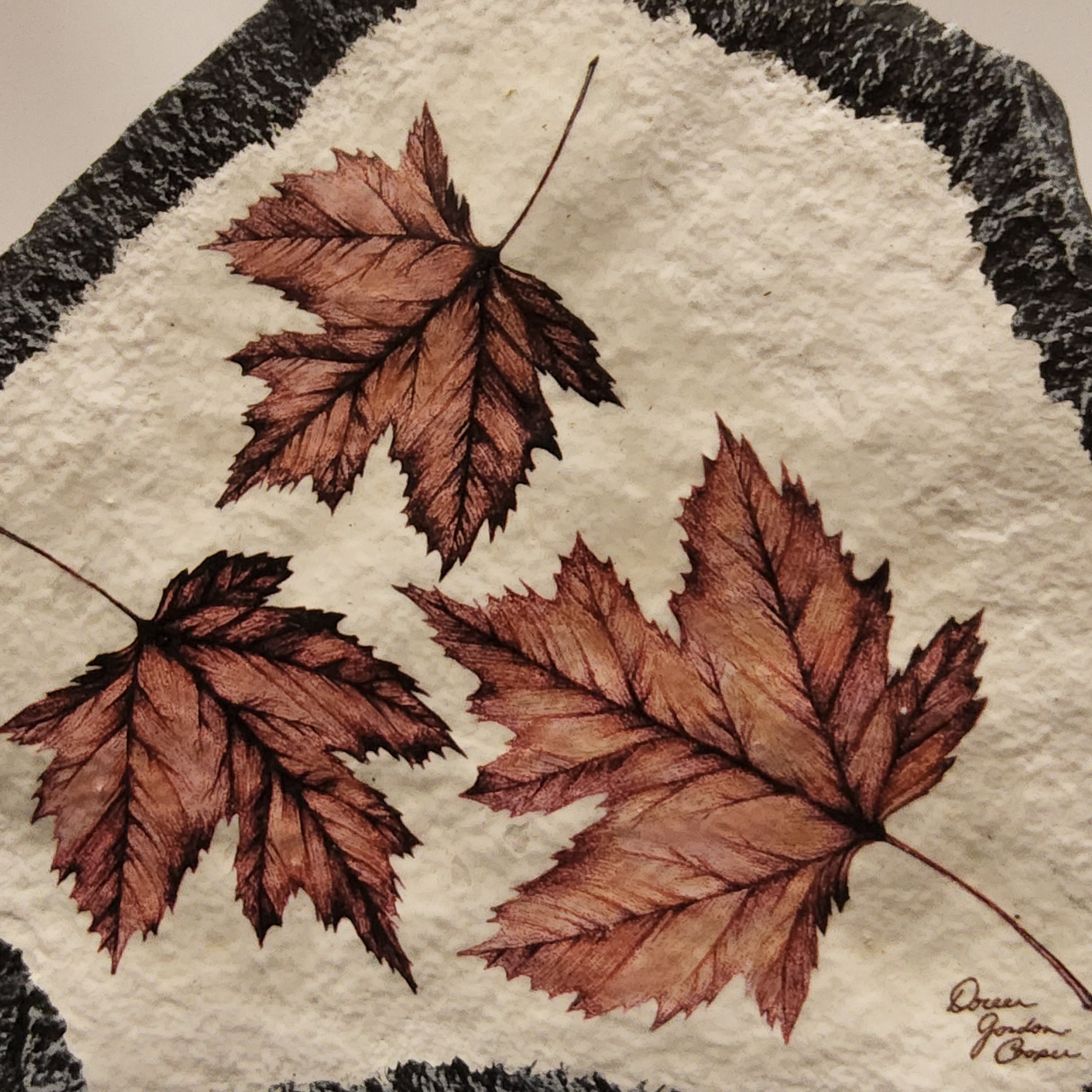 Stone Decor - Three Maple Leaves