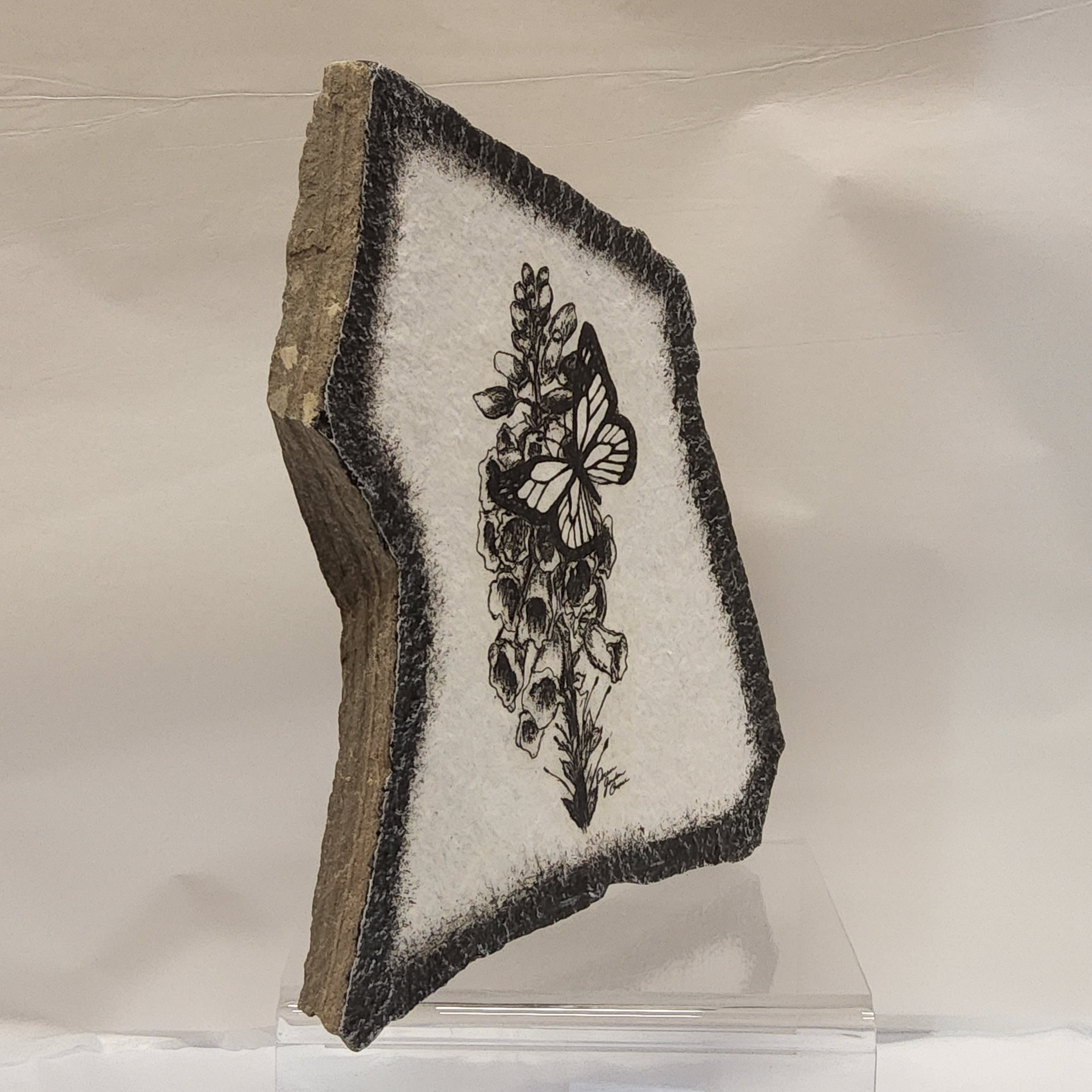 Stone Decor - Butterfly + Foxglove
