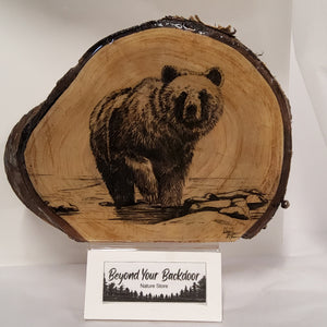Live Edge Wood Decor - Grizzly Bear - Glossy Finish