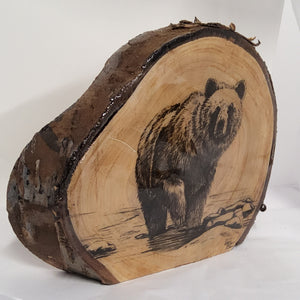 Live Edge Wood Decor - Grizzly Bear - Glossy Finish