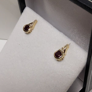 Round Cut Ruby Earrings with Diamonds JE03081
