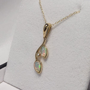 Pear Shape Cut Opal Pendant with Diamond - JP01147