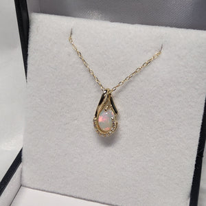 Oval Cut Opal Pendant with Diamonds - JP01757