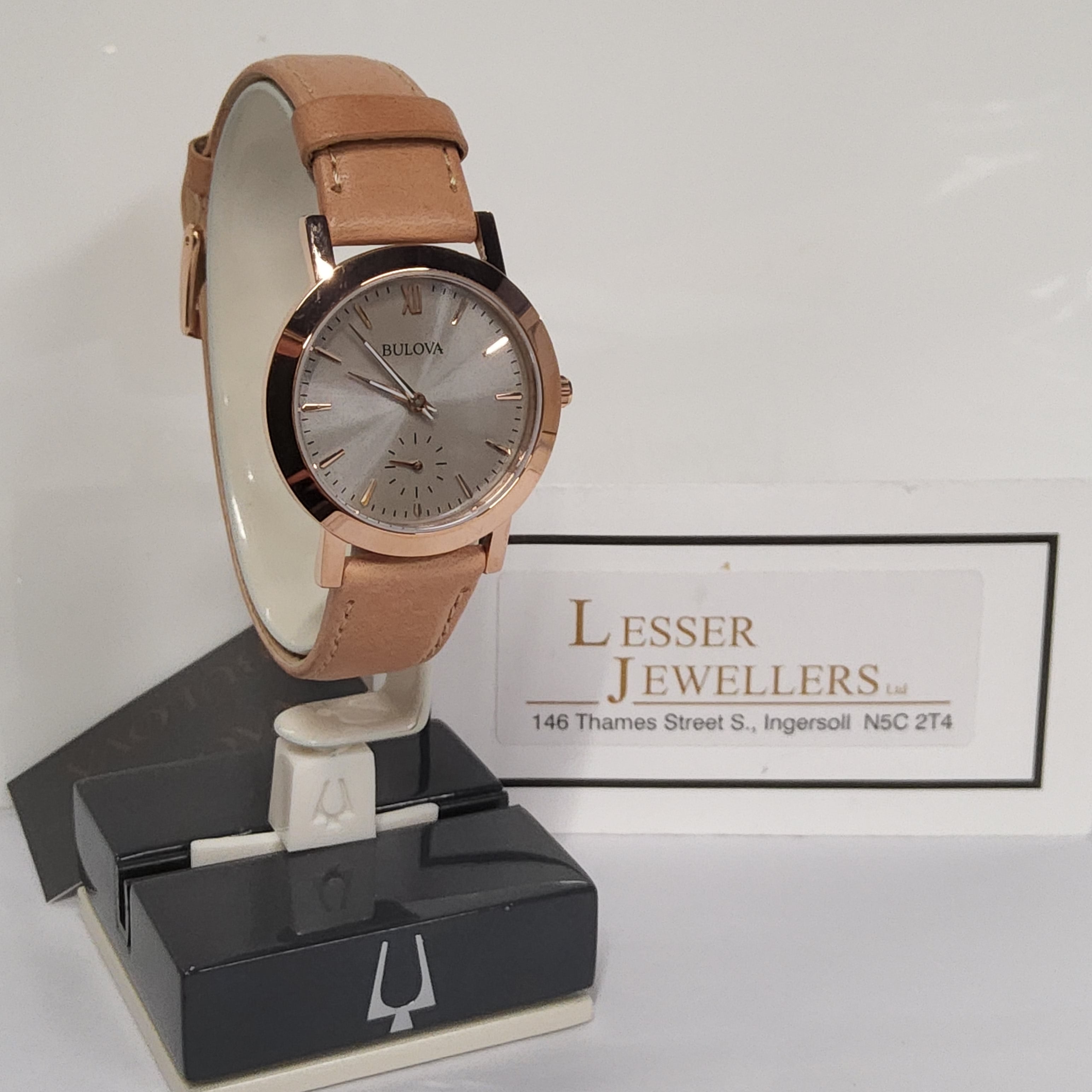 Bulova Brown Leather Rose Gold-Tone Watch - 97L146 (Classic)