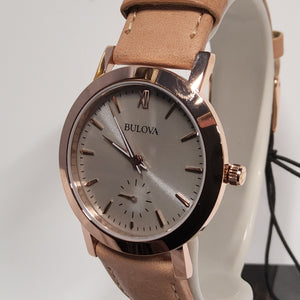 Bulova Brown Leather Rose Gold-Tone Watch - 97L146 (Classic)