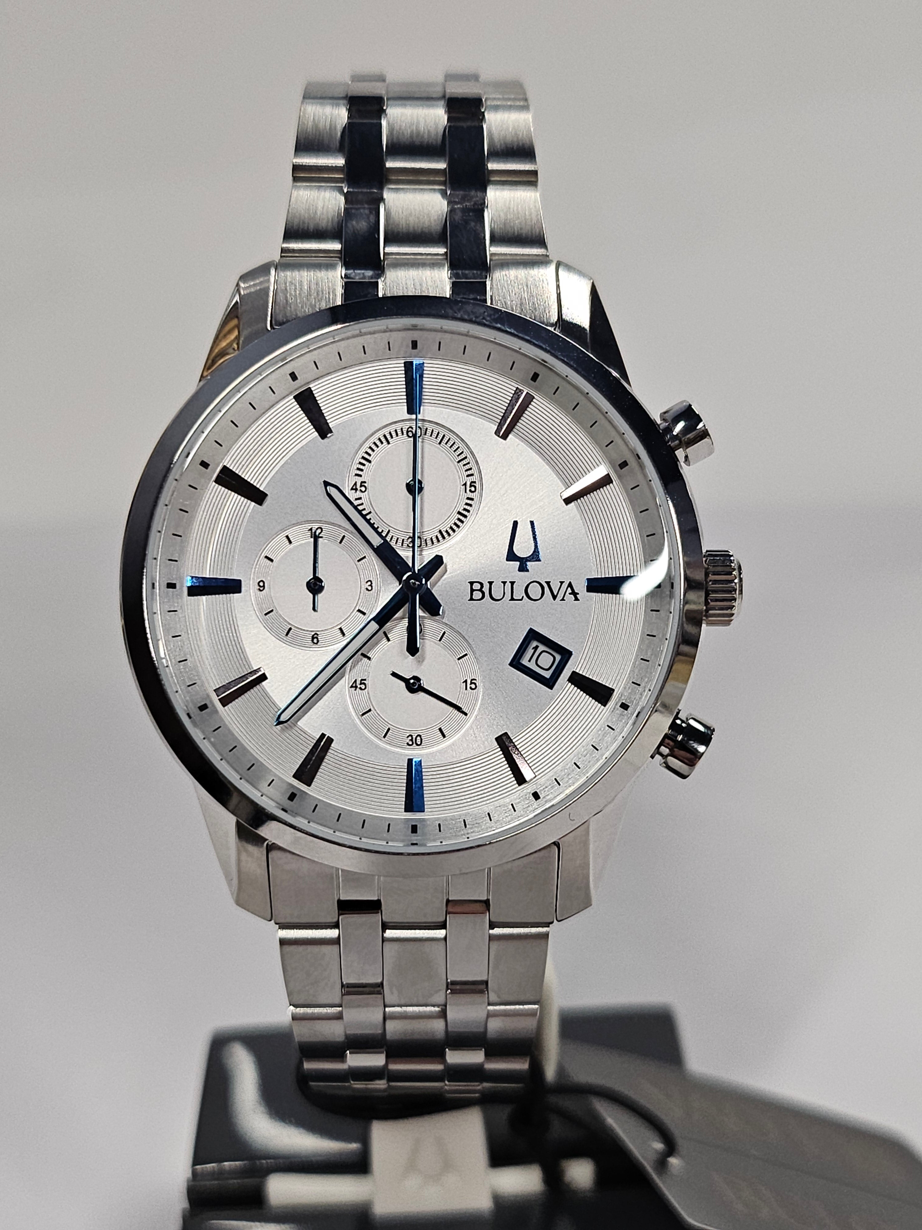 Bulova Silver-Tone Stainless Steel Chronograph Watch - 96A404 (Sutton)