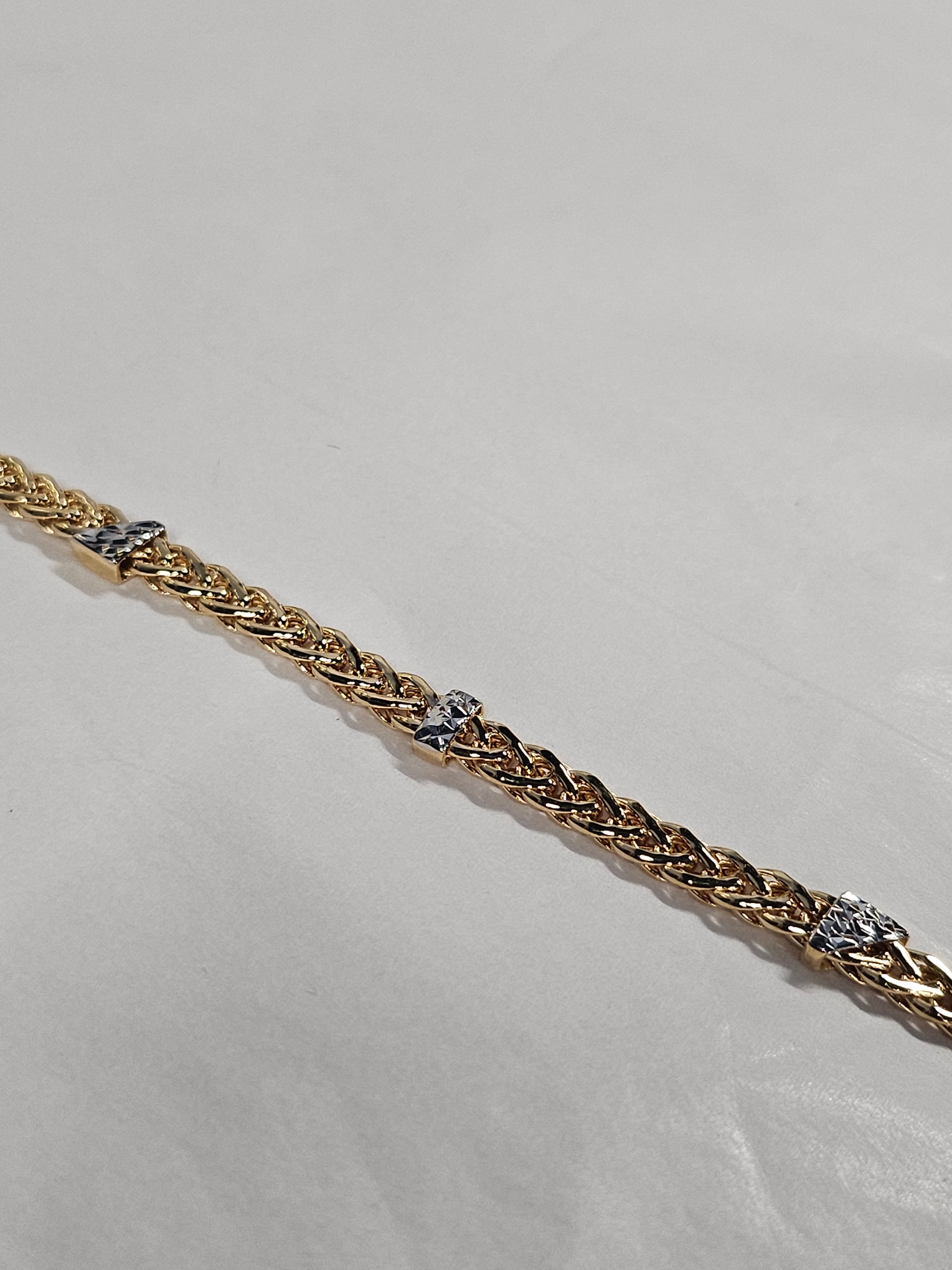 Two-Tone Gold Fancy Link Bracelet 7.5-inch