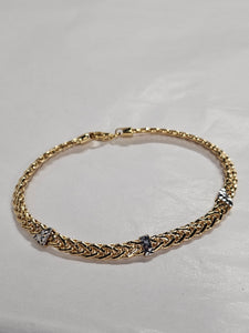 Two-Tone Gold Fancy Link Bracelet 7.5-inch