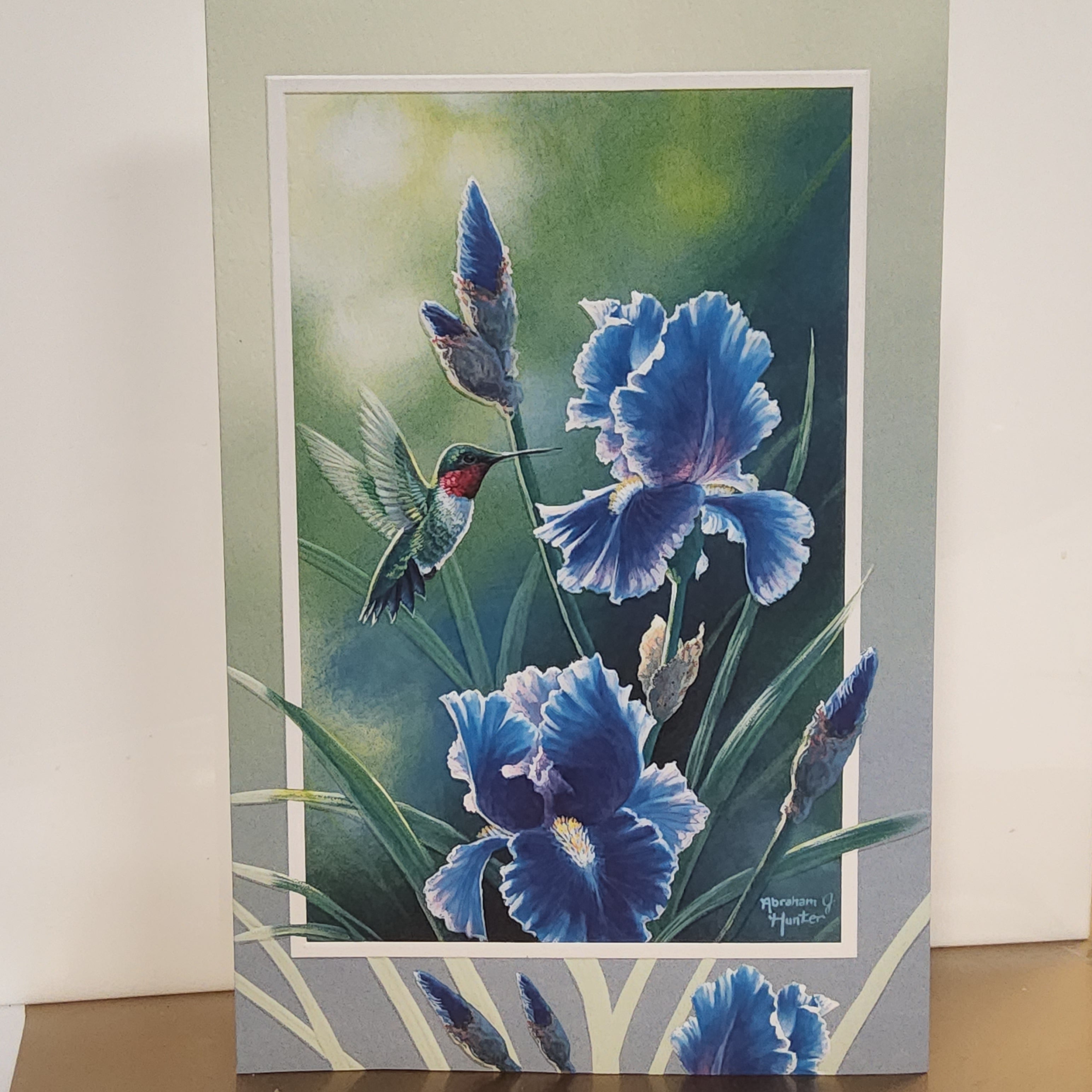 Greeting Card - Thinking of You - Iris and Hummingbird - Pumpernickel Press - 50569