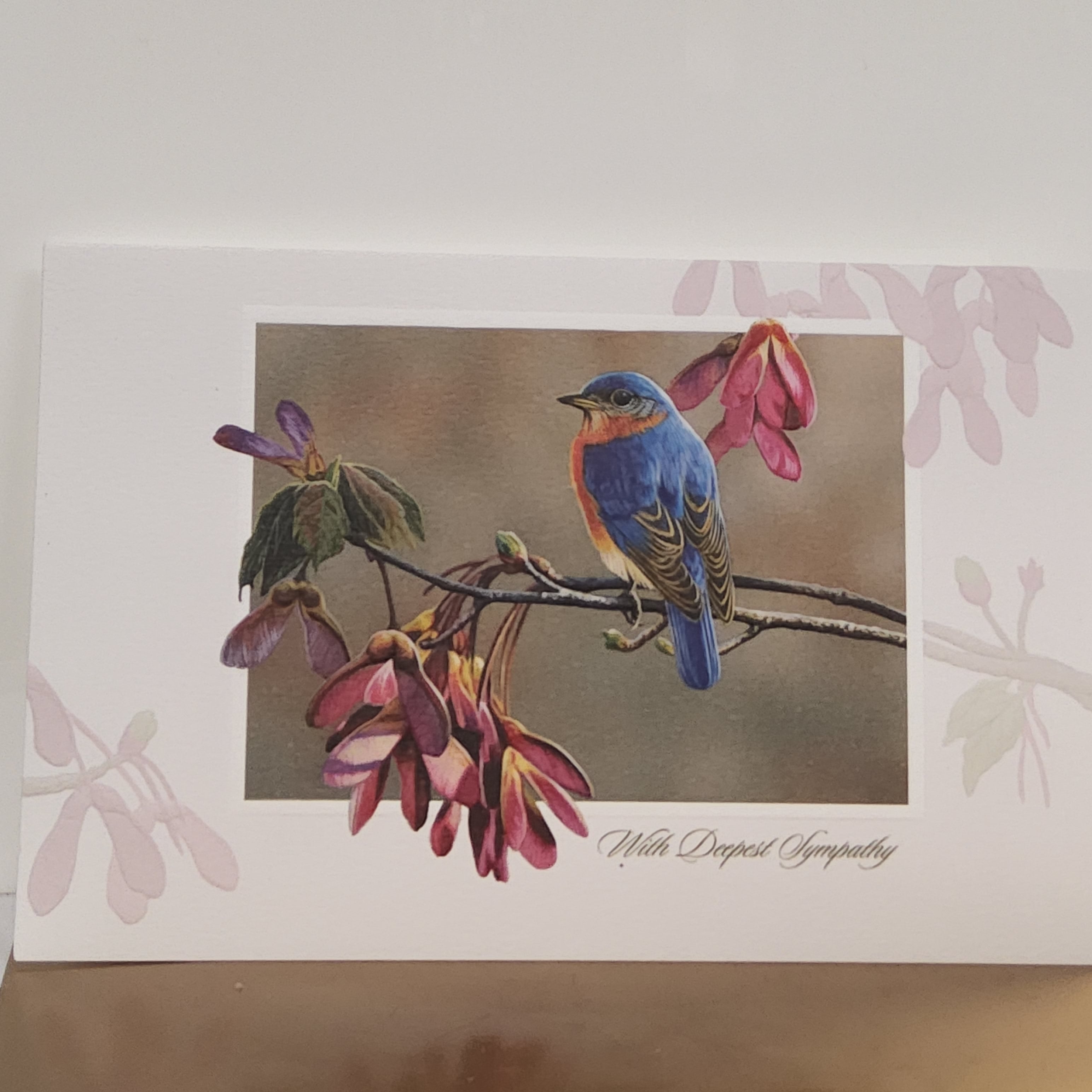 Greeting Card - Sympathy - Bluebird and Maple Keys - Pumpernickel Press - 50695
