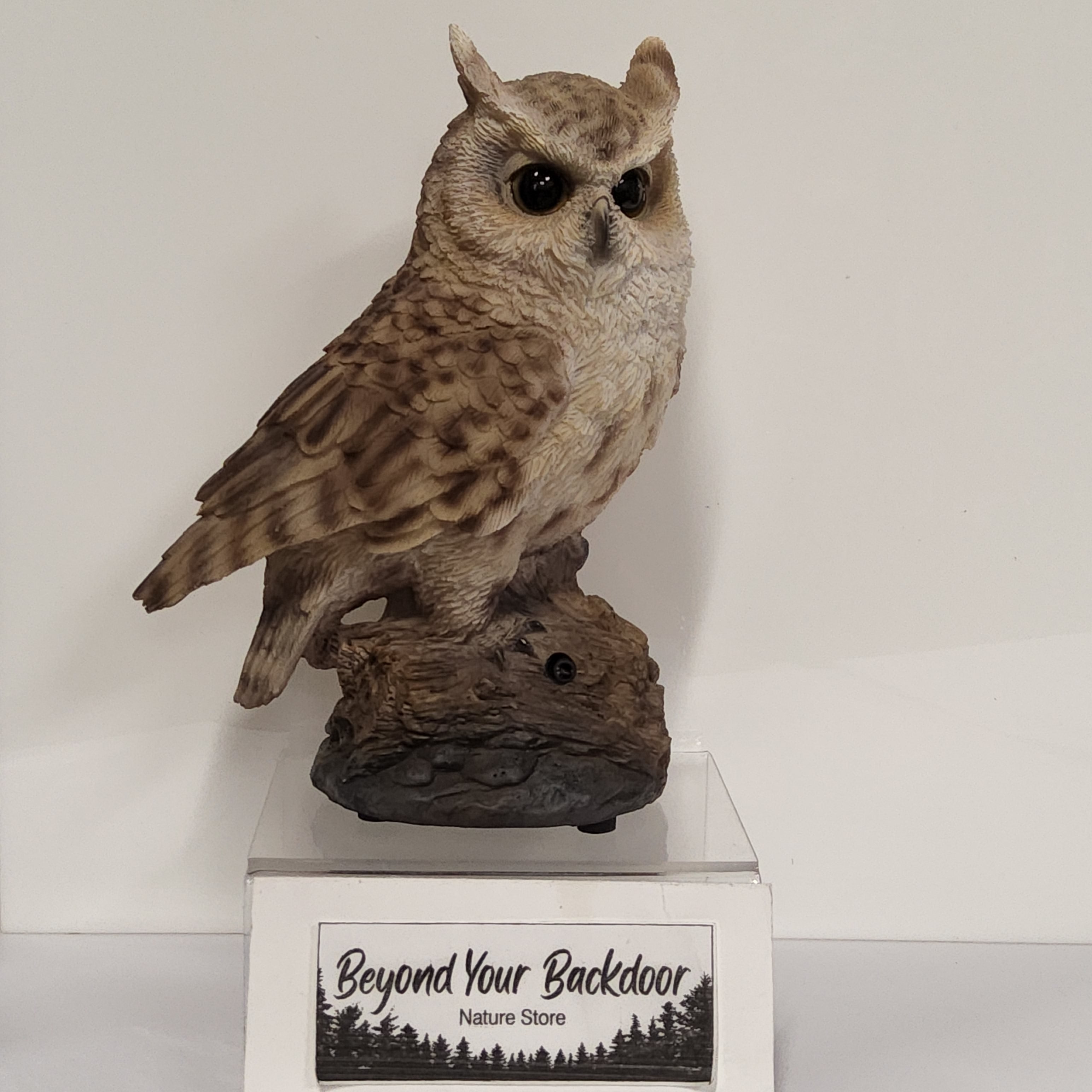 Bird Figurine - Long-eared Owl on Branch - Motion Activated 87675-I