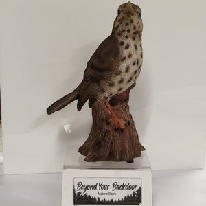 Bird Figurine - Thrush on Stump - Motion Activated Song - 87675-A
