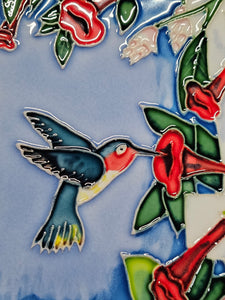 Ceramic Tile Art Plaque - 6x16" - Hummingbird's Paradise 520664