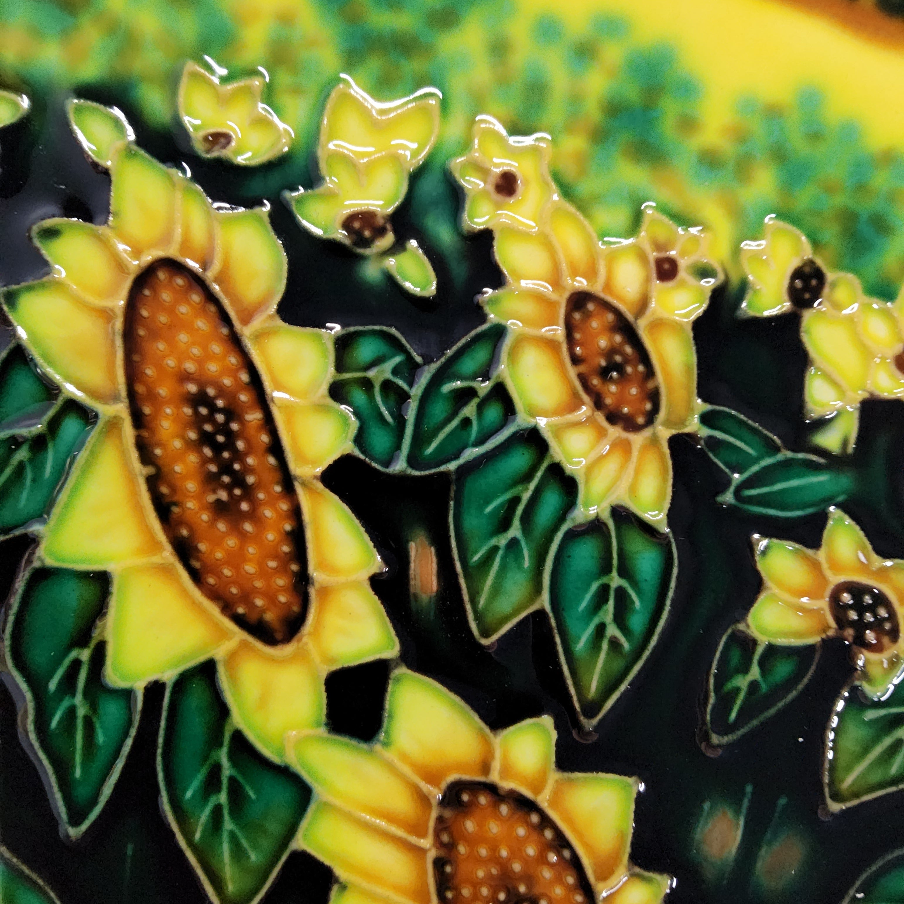 Ceramic Tile Art Plaque - 6x16" - Hillside Sunflowers 520681