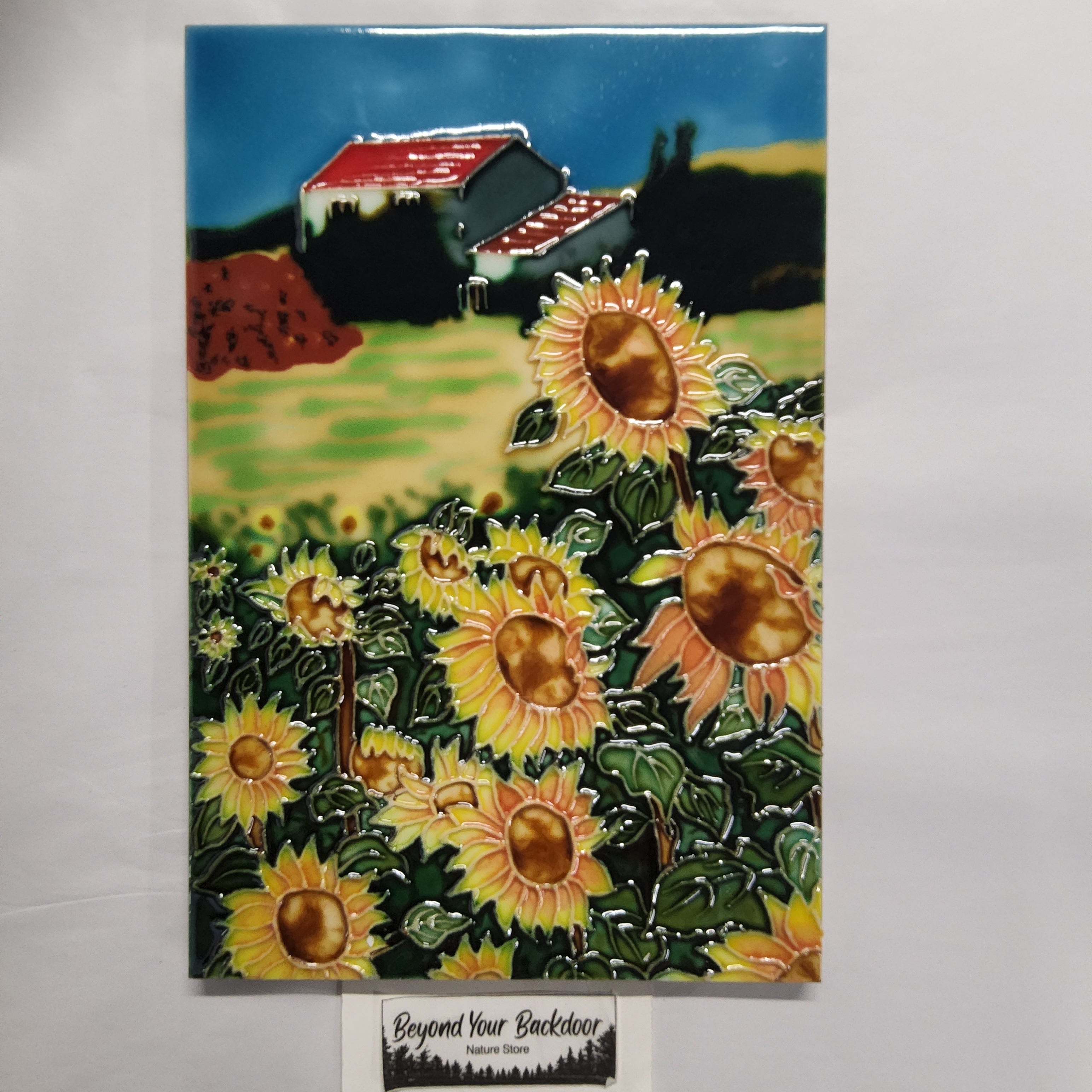 Ceramic Tile Art Plaque - 8x12" - Golden Day (Sunflowers) 520349