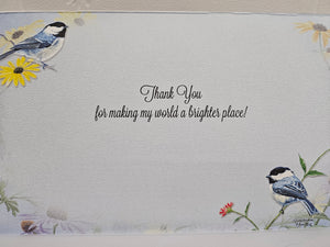 Greeting Card - Thank You - Chickadees in Garden - Pumpernickel Press - 50618