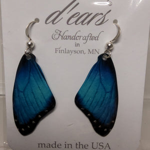 D'ears Earrings - Butterfly Wing - Blue Morpho - 2303