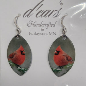 D'ears Earrings - Bird - Cardinal - 1438