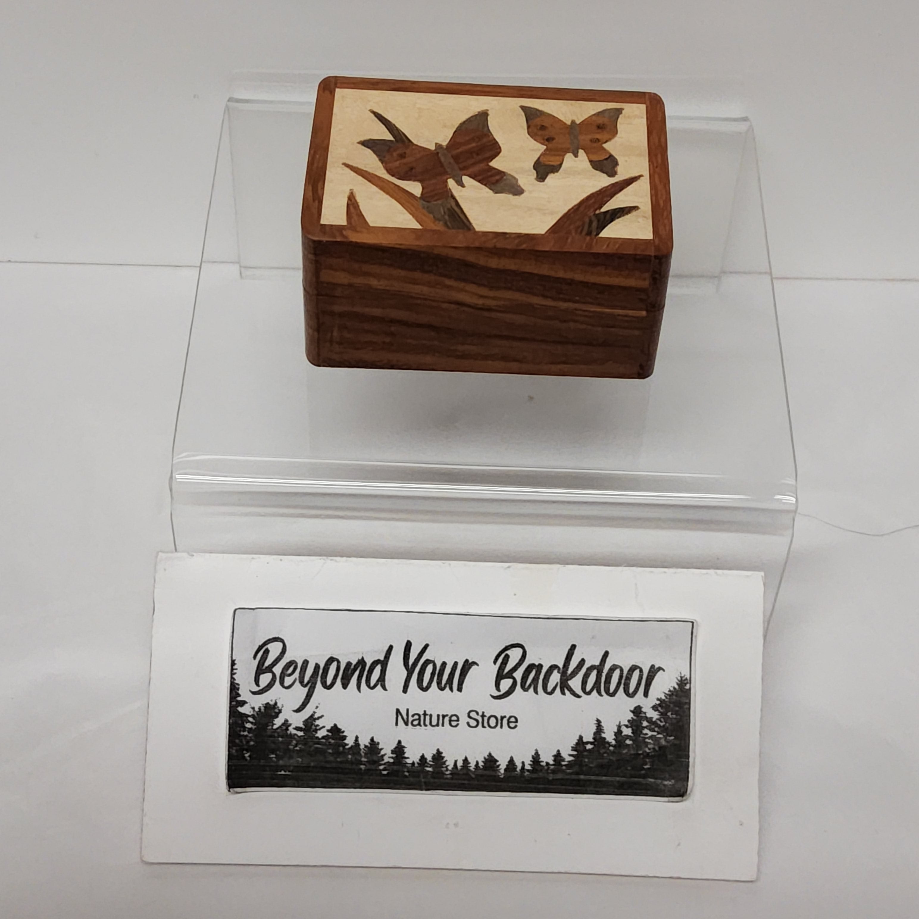 Wooden Trinket Box - Butterflies - 7599140