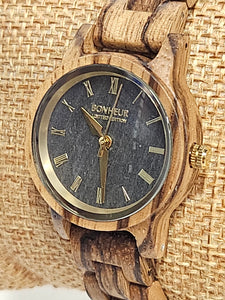 Women's Bonheur Exotic Wood Watch - ZEBRESSE - 2024 (African Zebrawood 30mm)