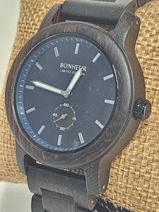 Men's Bonheur Exotic Wood Watch - LYON - 2024 (African Ebonywood 44mm)