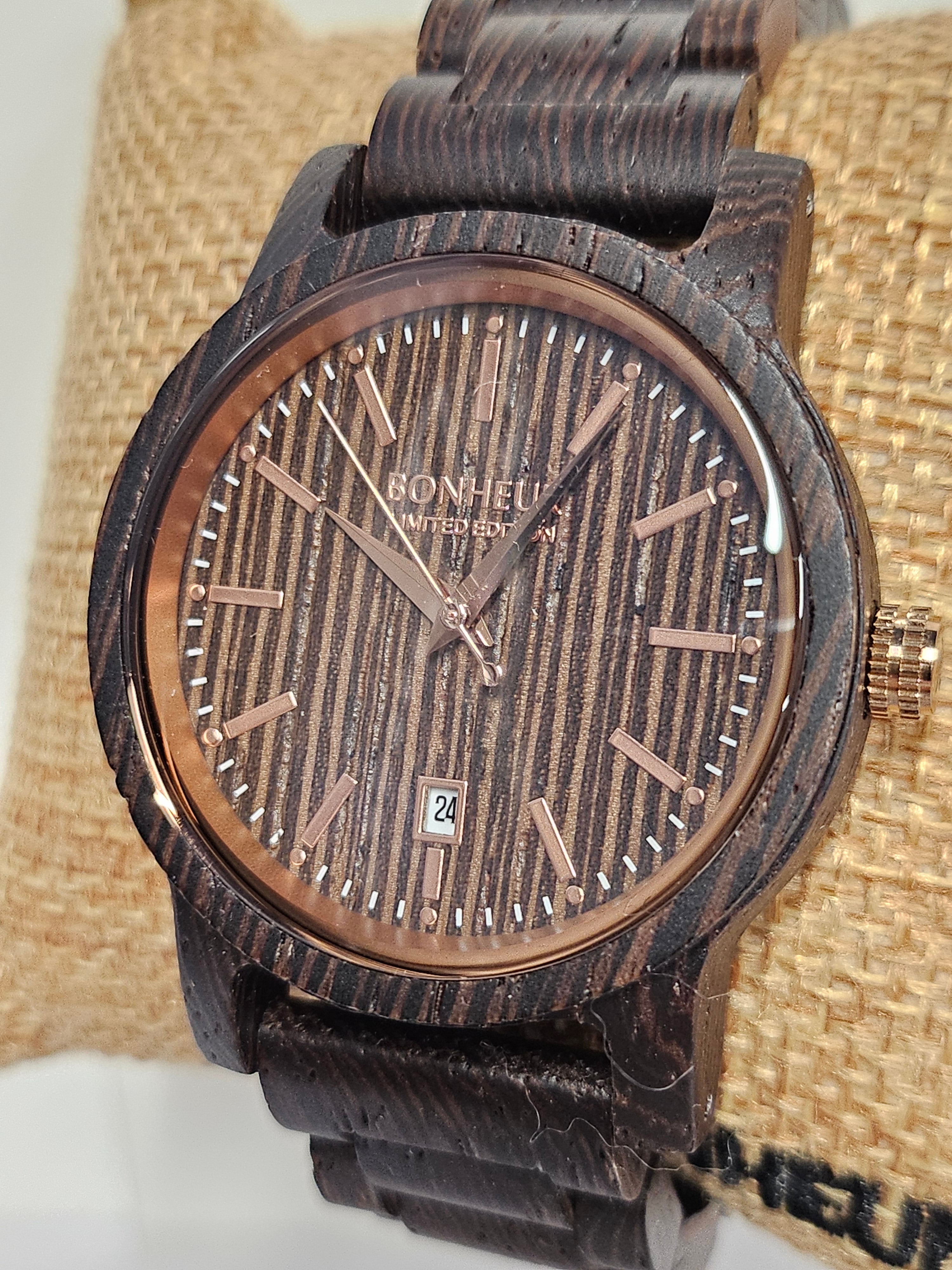 Men's Bonheur Exotic Wood Watch - MONTPELLIER - 2024 (African Wenge Wood 40mm)