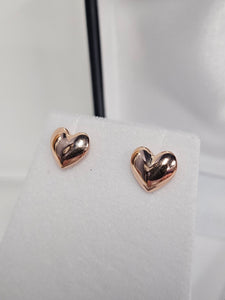 Gold Stud Earrings - Heart - Rose Gold - 332