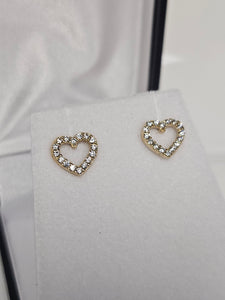 Gold Stud Earrings - Heart - 330