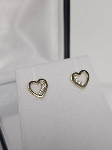 Gold Stud Earrings - Heart - 321
