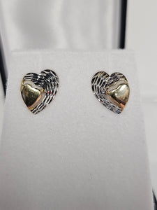 Gold Stud Earrings - Heart - 323
