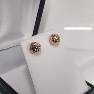 Gold Stud Earrings - Rose - Ball Style - 329