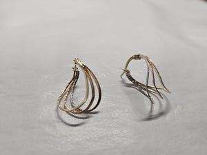 Tri-Colour Gold Hoop Earrings 14x20mm - 307