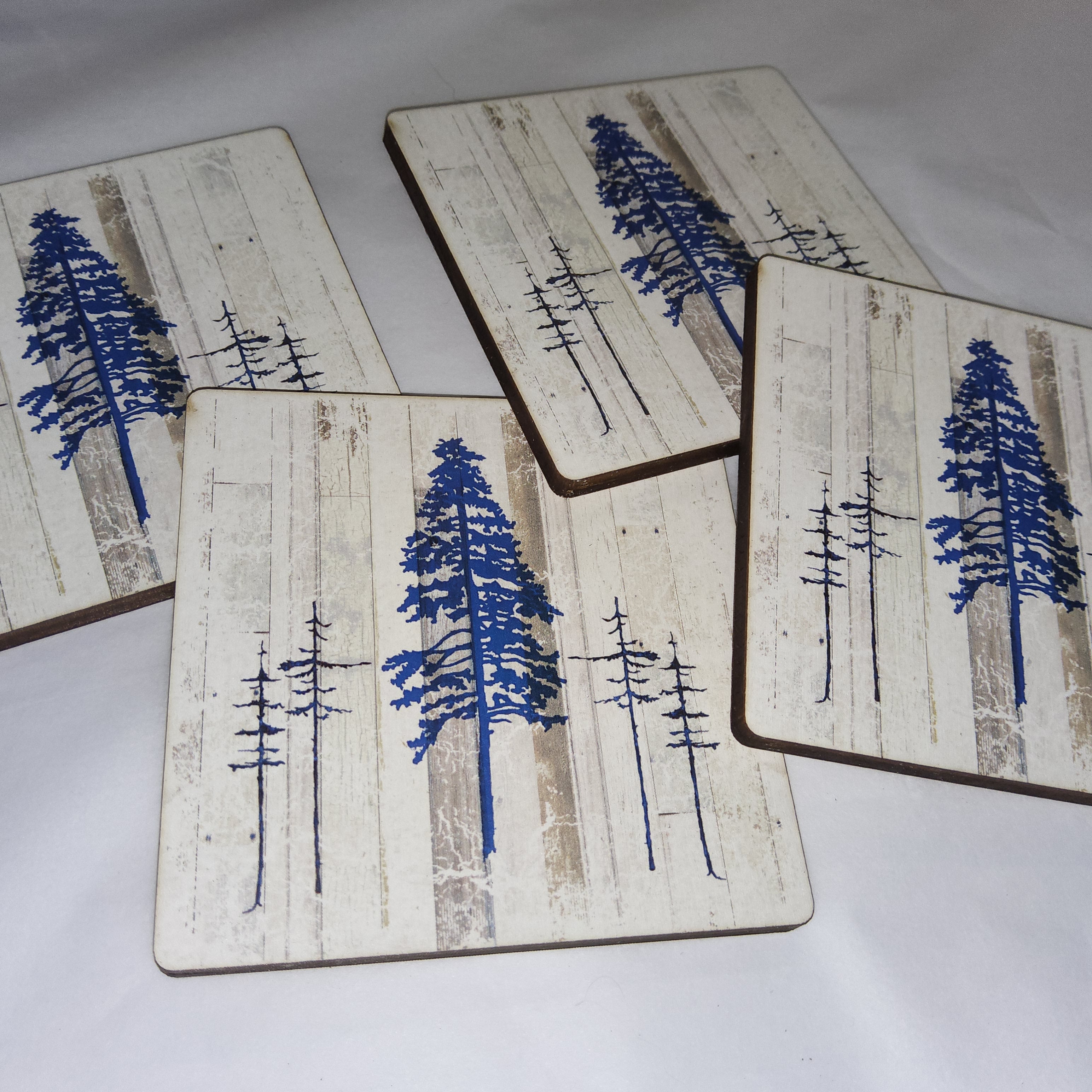Wood Coasters with Cork Backing - Trees - 01-0145