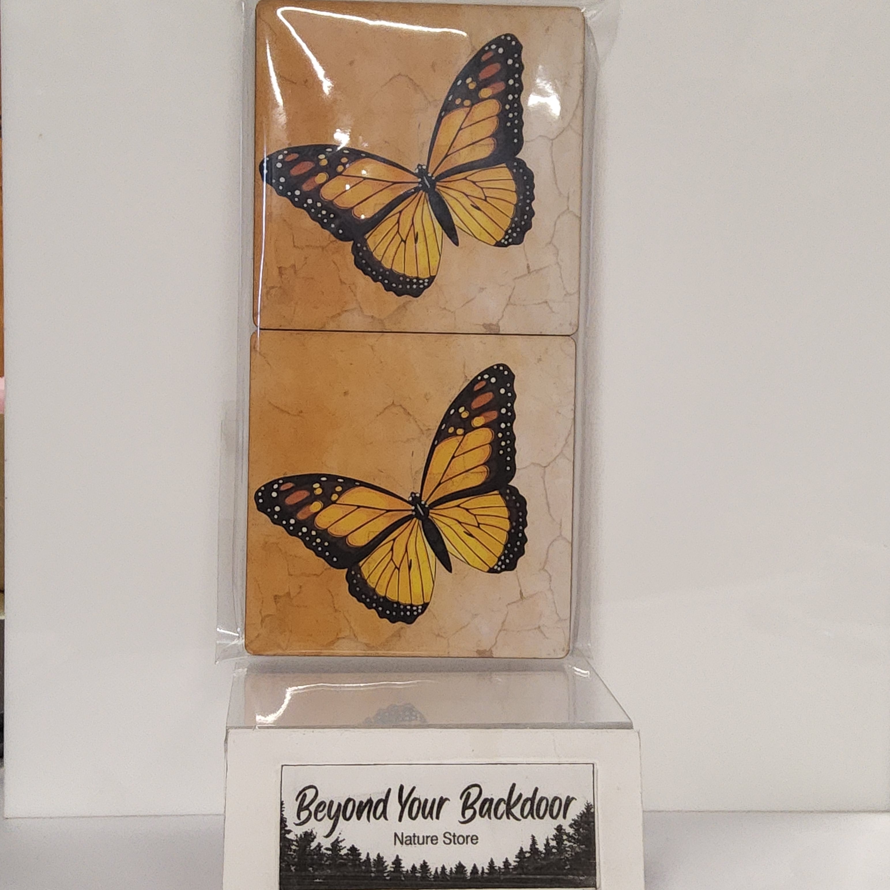 Wood Coasters with Cork Backing - Monarch Butterfly 01-070