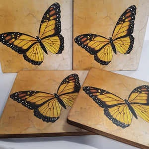 Wood Coasters with Cork Backing - Monarch Butterfly 01-070