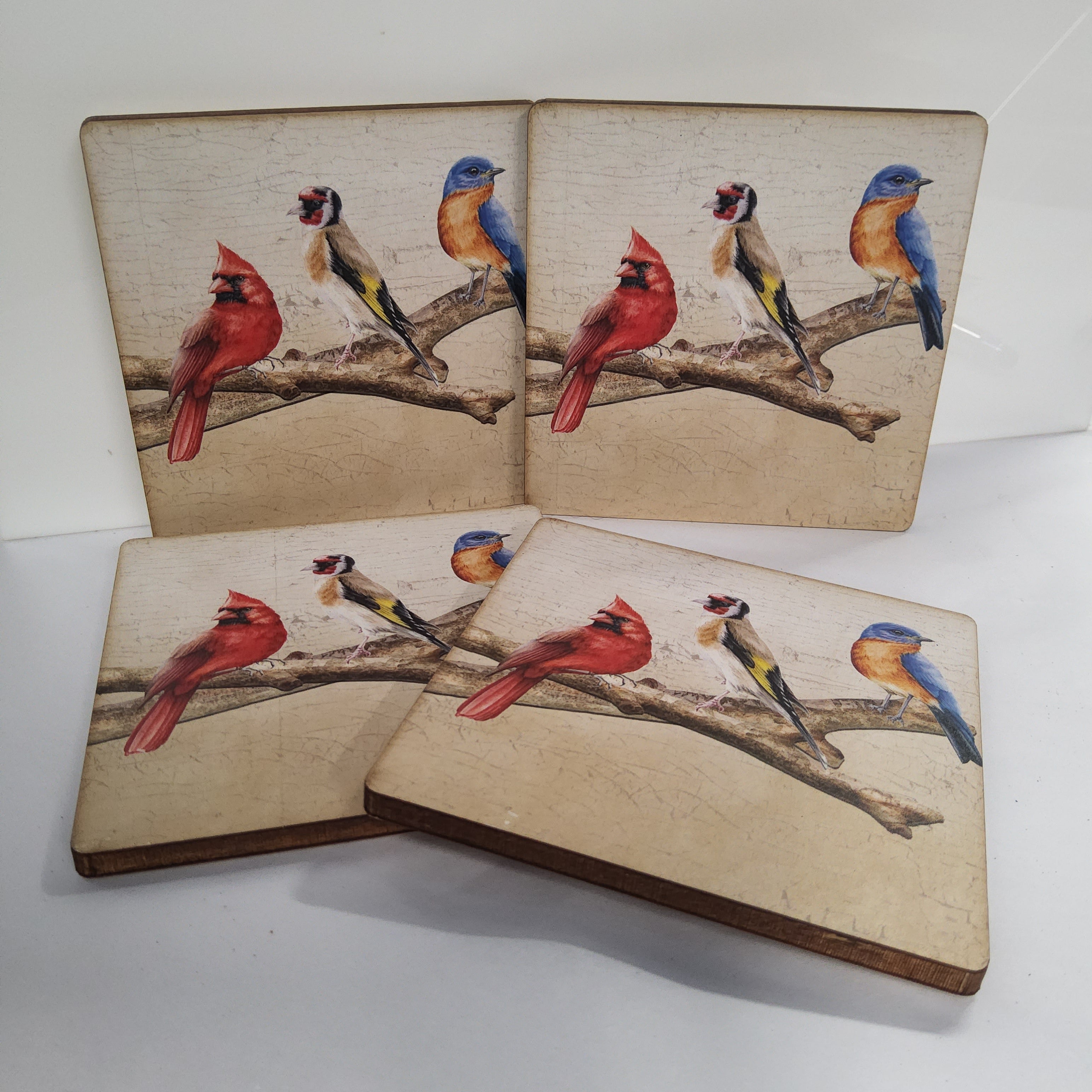 Wood Coasters with Cork Backing - Birds - 01-030