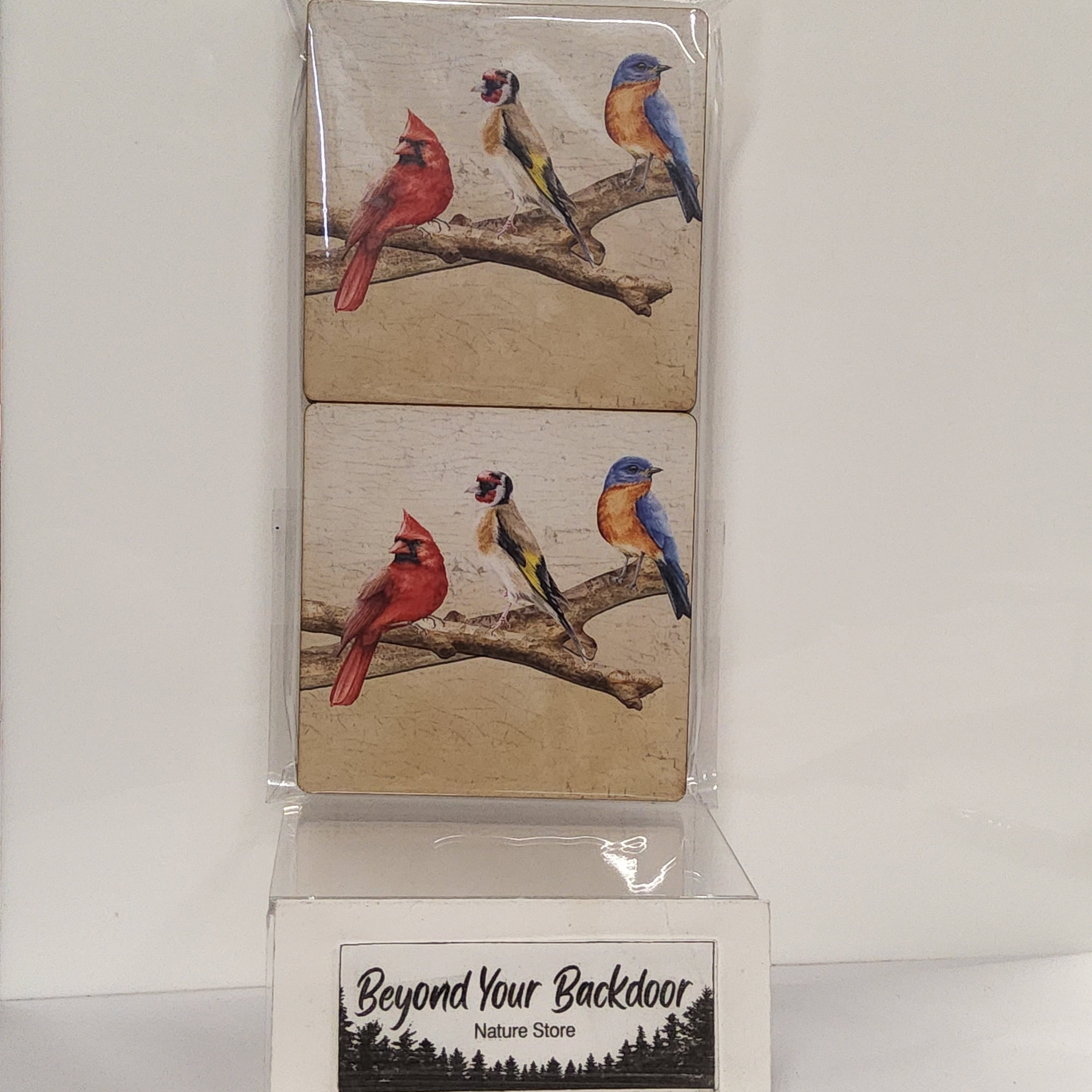 Wood Coasters with Cork Backing - Birds - 01-030
