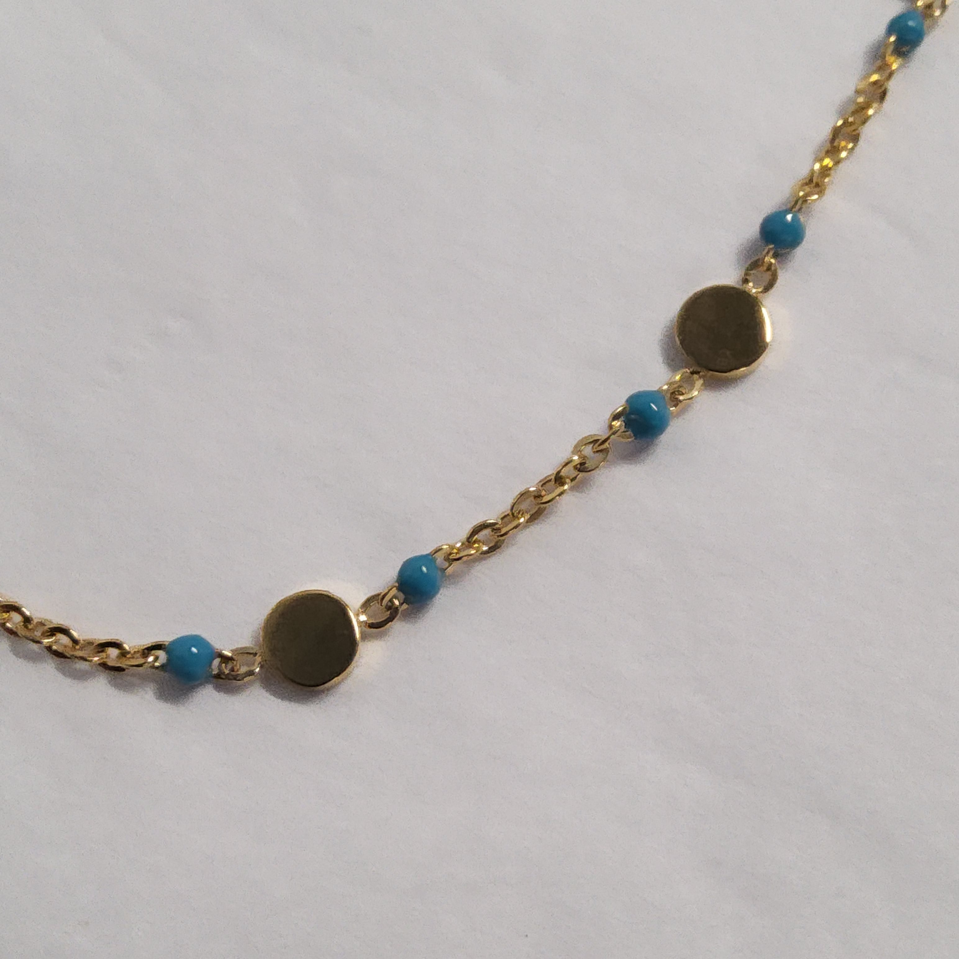 STEELX S/SBracelet - Blue Beads with Discs - 7 + 1 inch