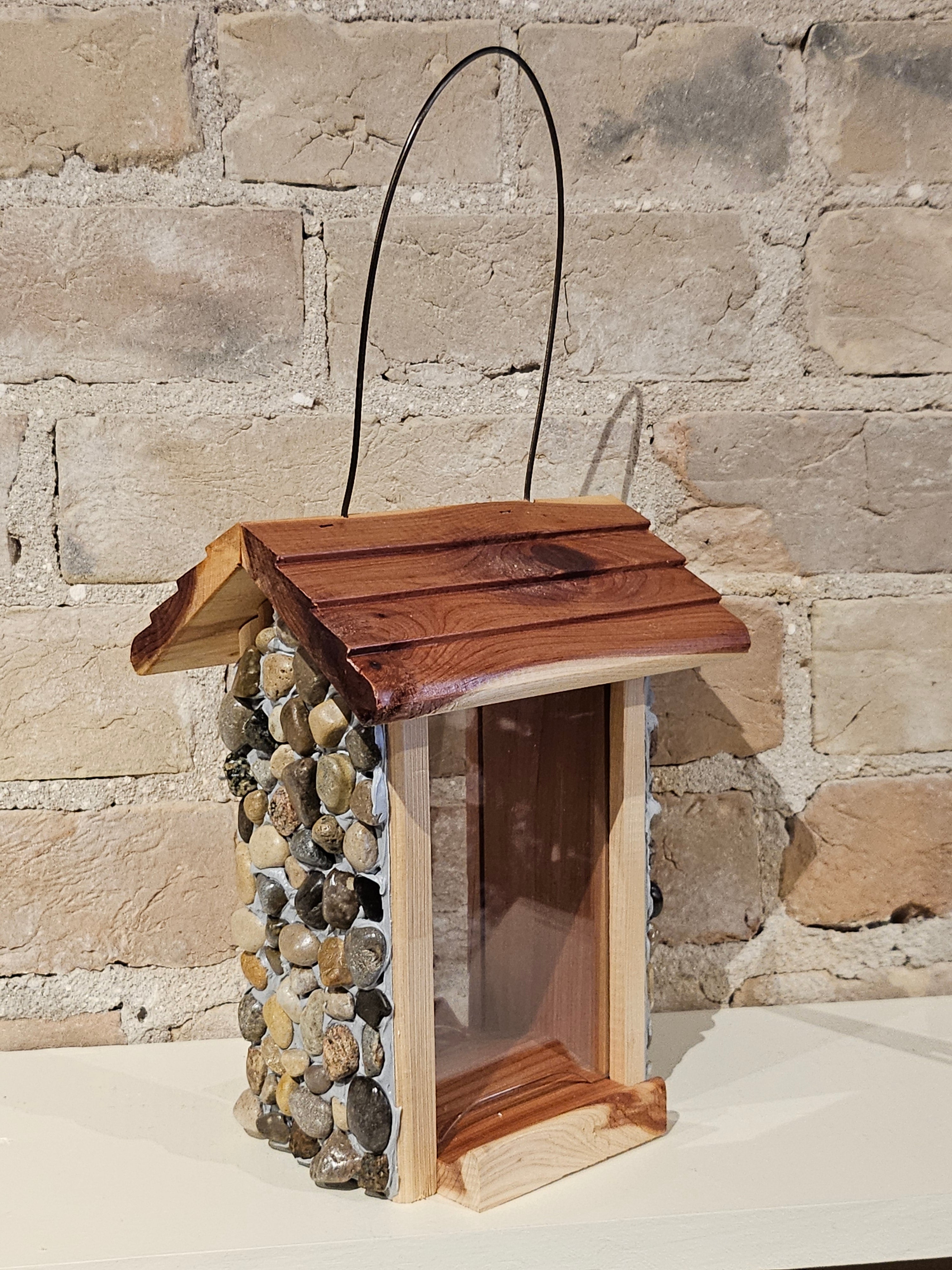 Bird Feeder - Stone sides with wood bottom and roof