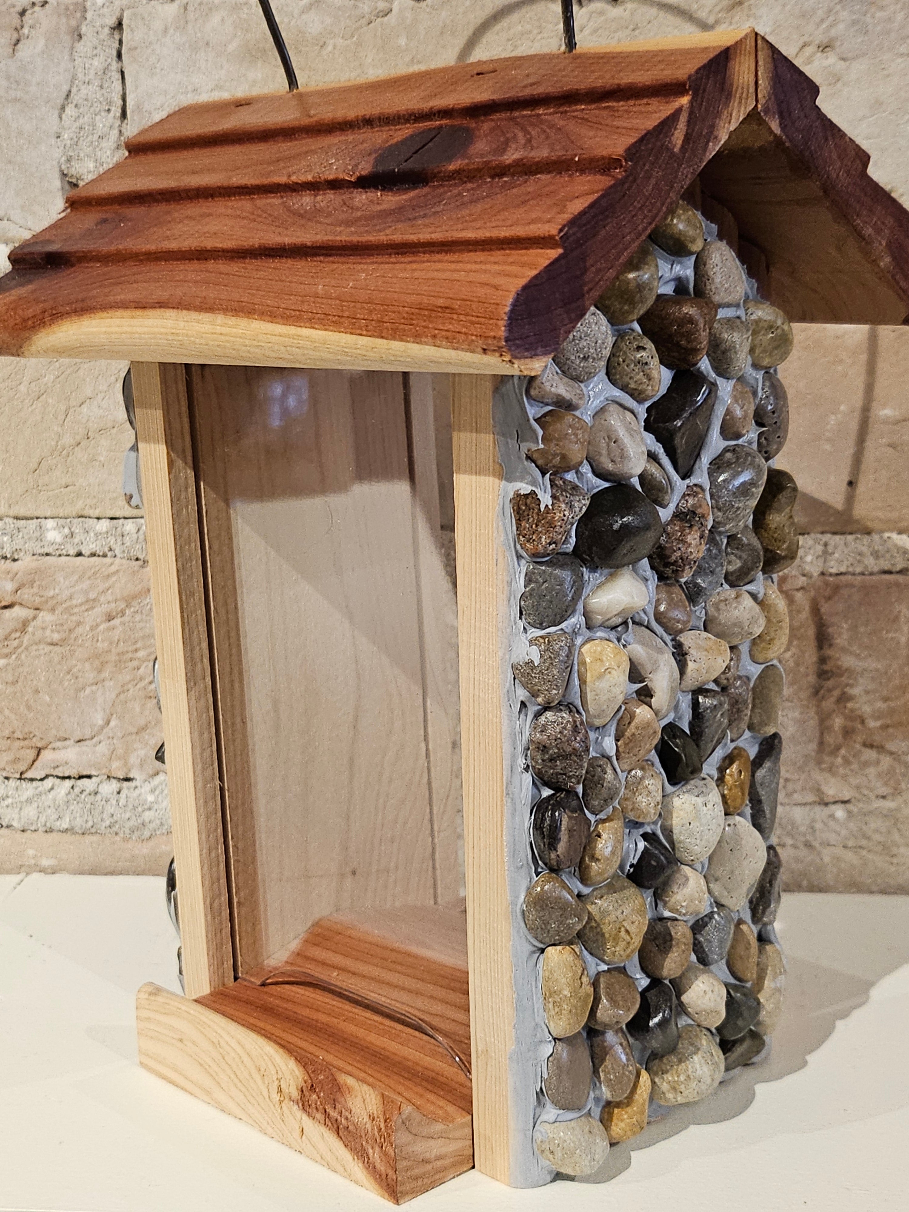 Bird Feeder - Stone sides with wood bottom and roof