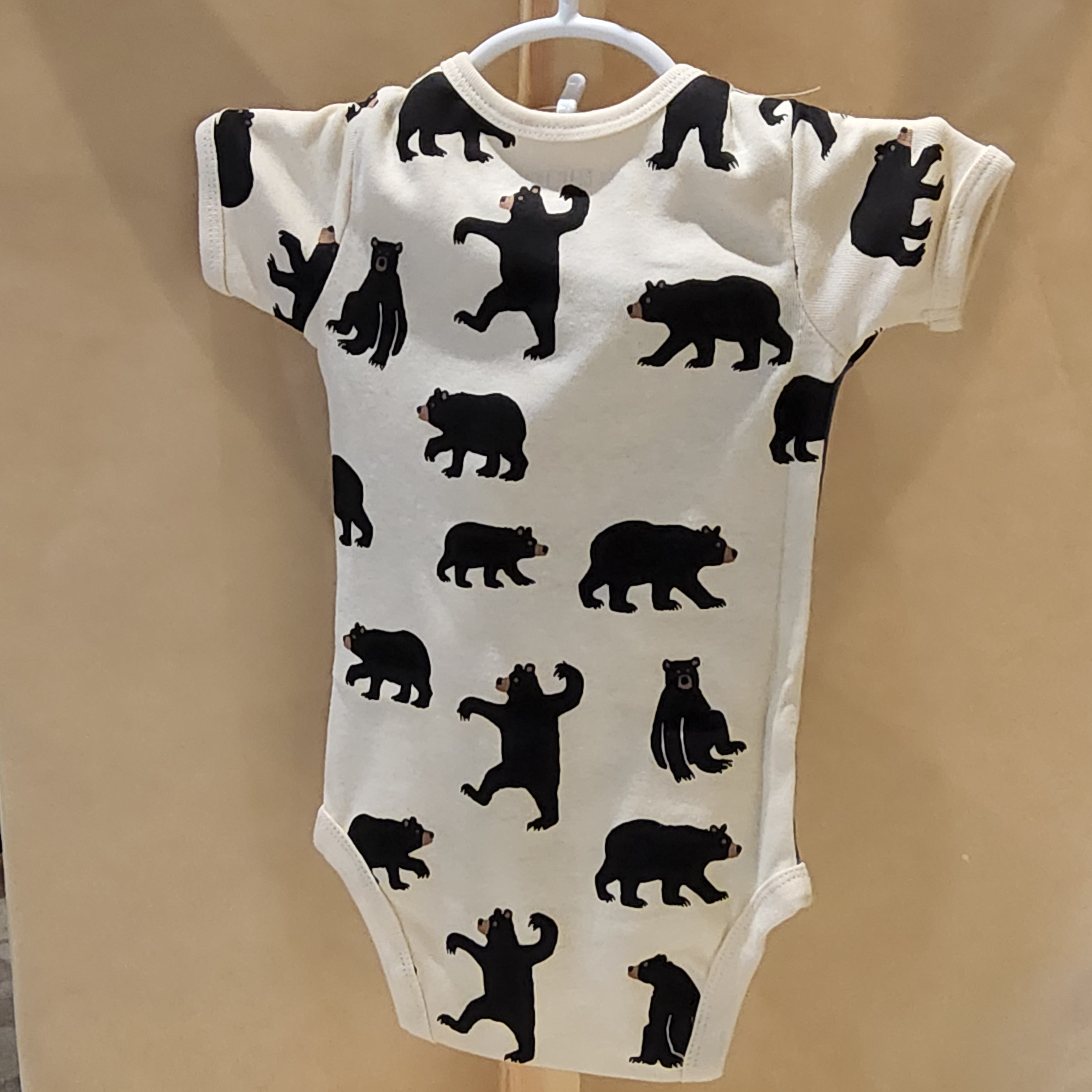 Baby Bodysuit with Hat - Black Bears - Bearly Sleeping