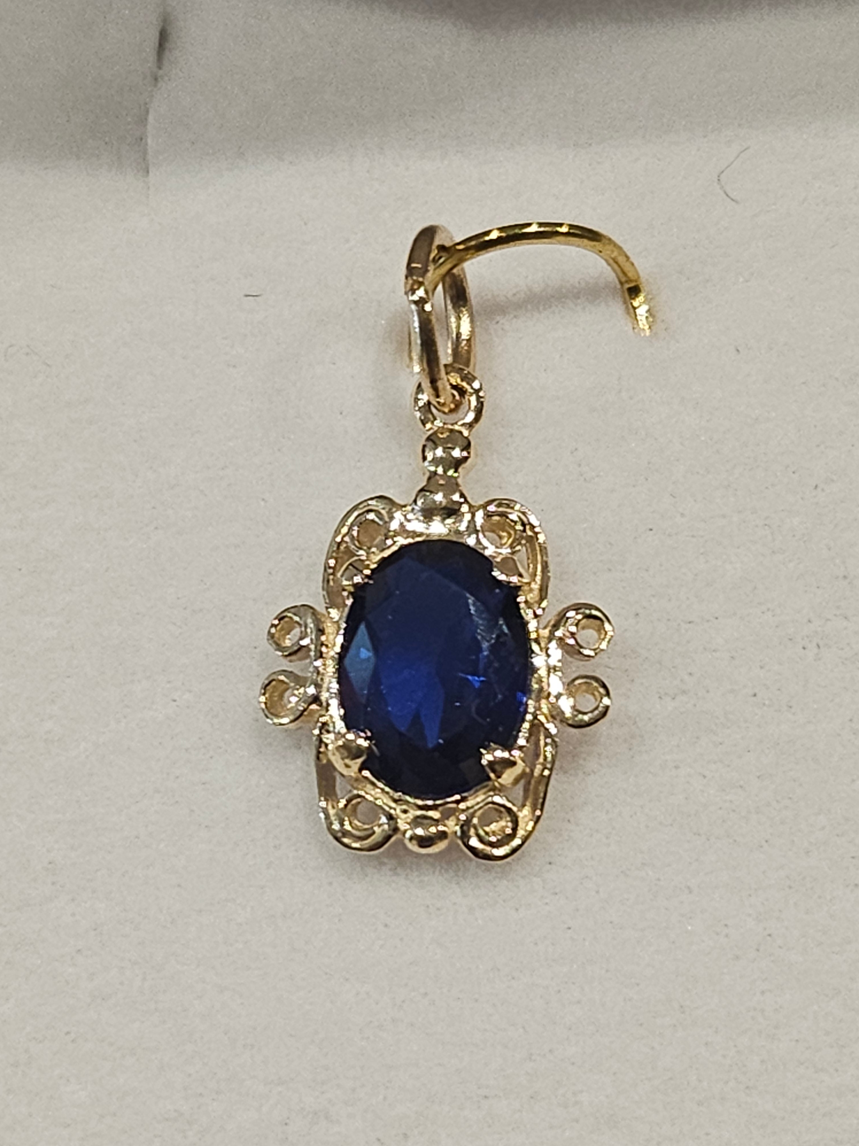 Blue Sapphire Pendant - Synthetic