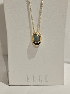 ELLE S/SPendant - Oval Jade - 17+3"