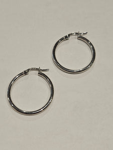 White Gold Hoop Earrings - 23mm - 317