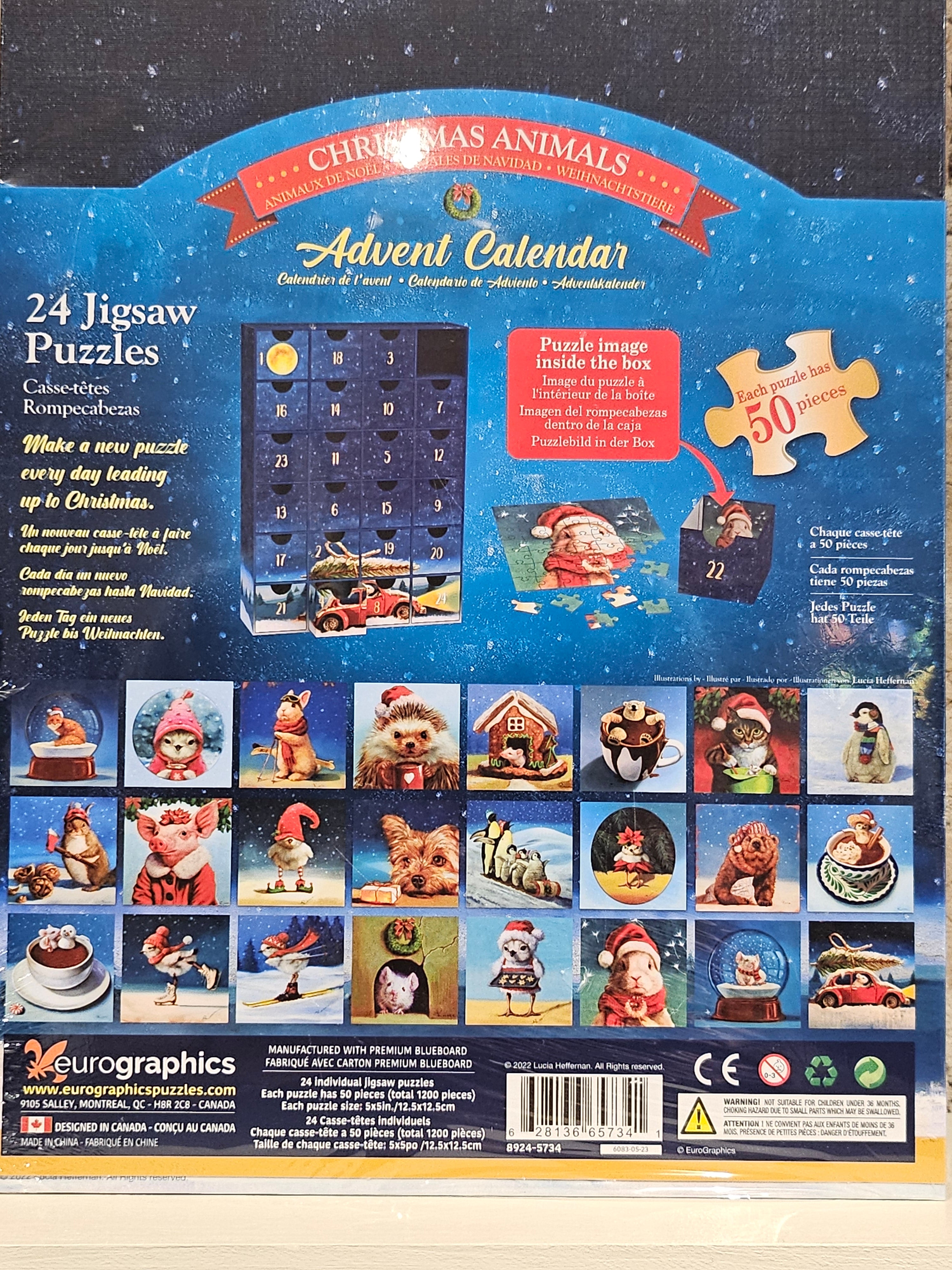 Eurographics Advent Calendar - Christmas Animals - 24 Jigsaw Puzzles  - 8924-5734