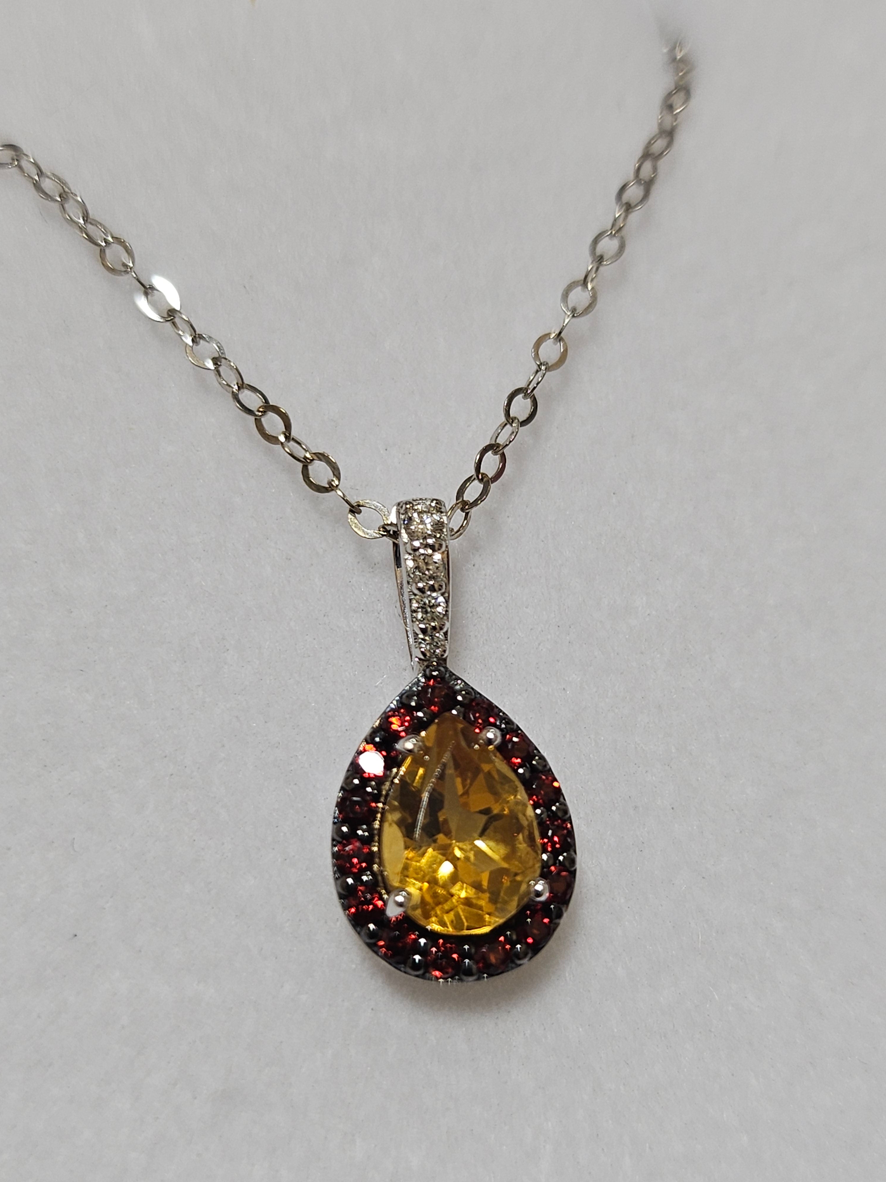 Citrine and Garnet Pendant with Diamonds