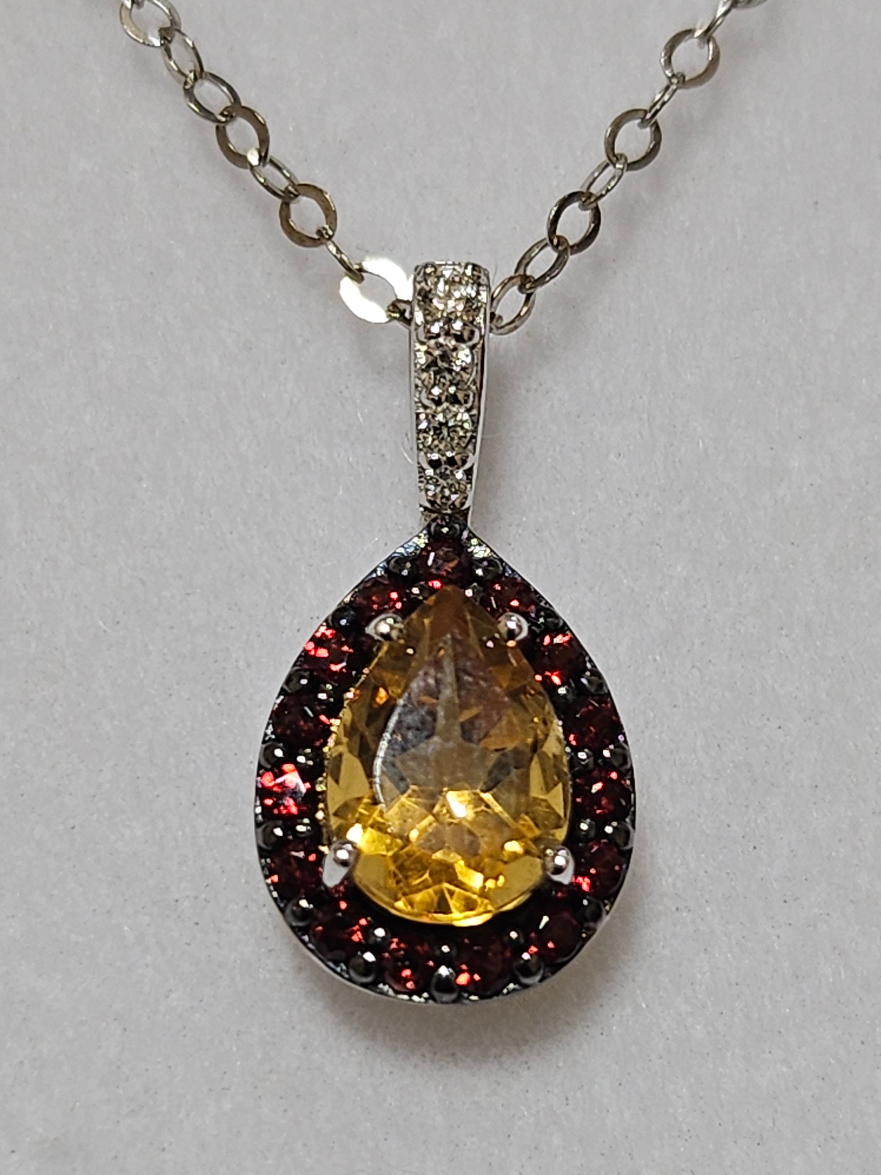 Citrine and Garnet Pendant with Diamonds